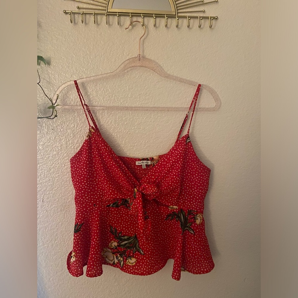 Charlotte Russe, Red tank top Blouse, adjustable straps, Large, stretch back